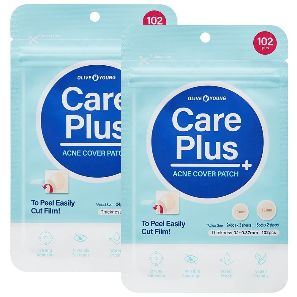 Care Plus Spot Patch | Hydrocolloid Acne Korean Spot Patch to Cover Zits, Pimples and Blemishes, for Troubled Skin and Face (Hydrocolloid, 204 Count (Pack of 2))