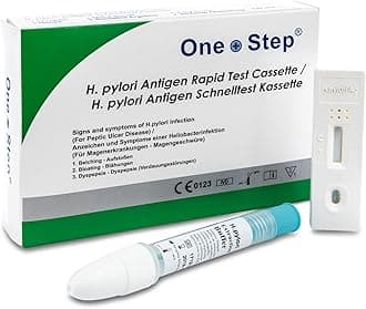 One Step H. Pylori Home Test Kit – Helicobacter Pylori Test Kit Faecal Detection – Ulcer and Bowel Health Test Kit – 10-Minute Results – Non-Invasive Stomach Ulcer Test for Early Detection