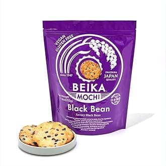 [Beika Mochi] Black Bean Flavor Japanese Rice Mochi Snack | Gluten-Free | Vegan | Made with 100% Japanese Rice and Black Beans (222g)