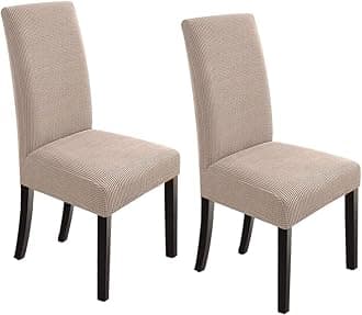 NORTHERN BROTHERS Dining Chair Covers Stretch Chair Covers Parsons Chair Slipcover Chair Covers for Dining Room Set of 2, Khaki