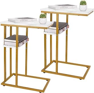 Yoobure C Shaped End Table Set of 2, Side Table for Couch and Bed, Small Side Tables for Small Spaces, Living Room, Bedroom, Rustic Snack TablesThe Forest Stewardship Council