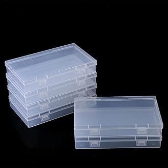 LJY 6 Pieces Rectangular Empty Mini Clear Plastic Organizer Storage Box Containers with Hinged Lids (Transparent, 180 x 110 x 30 mm)