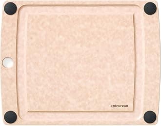 Epicurean All-In-One Cutting Board with Non-Slip Feet and Juice Groove, 11.5" × 9", Natural/Black