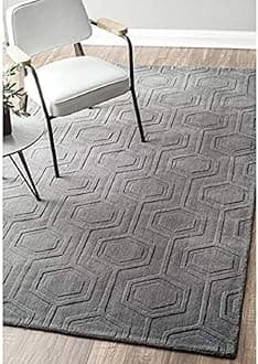 ZARACARPETS Solid Plain Exported Quality Hand Made Carpets and Rug Size 8x8 Round Diameter (8 by 8 Round) Grey Box