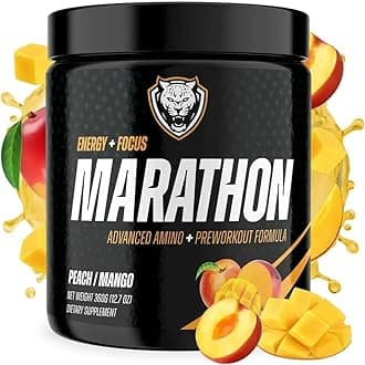 6AM Run Marathon | Running Supplements for Endurance & Stamina | Amino Energy with BCAAs for a Clean Pre Running Fuel | No Jitters | Marathon Essentials | Peach Mango | 40 Servings