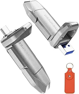 MOVE SPEED 4TB USB C Flash Drive, 1088MB/s Read Speed, Dual Interface USB 3.2 Gen2+Type C SSD Drive with Keychain Leather Case Thumb Drive for iPhone 15 Series/MacBook/Android Phone etc