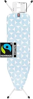 Brabantia - Ironing Board B - with Steam Iron Rest - Medium & Foldable - Adjustable Height - Non-Slip Feet Cotton Cover - Child & Transport Lock - Fresh Breeze - 124 x 38 cm