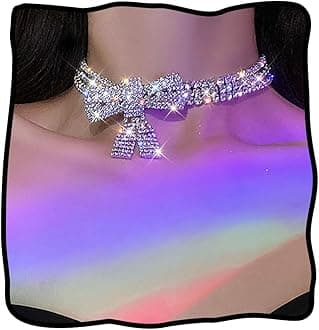 JEAIRTS Rhinestone Choker Necklace Silver Diamond Row Necklaces Sparkly Crystal Prom Jewerly for Women