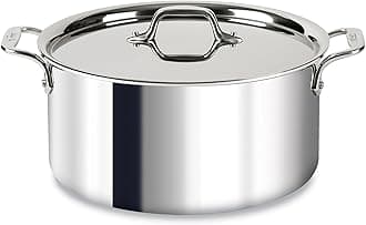All-Clad 4508 Stainless Steel Tri-Ply Bonded Dishwasher Safe Stockpot with Lid/Cookware, Silver by All-Clad