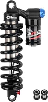 JFOYH Adjustable Oil+Coil Spring Rear Shock Suspension, Shock Absorbers For Downhill MTB Bike/E-bike, 210mm X 550lbs - Black