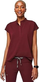 FIGS Rafaela Two-Pocket Mandarin Collar Medical Scrub Top Women — Relaxed Fit, Super Soft Stretch