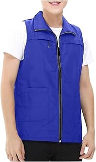 Mens Outdoor Vest Jacket Light Softshell Zip Outerwear Fishing Travel Work Safari Utility Cargo Vests for Hiking Golf