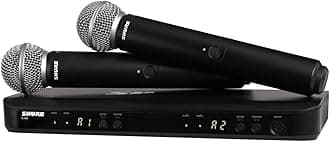 Shure BLX288/SM58 UHF Wireless Microphone System - Perfect for Church, Karaoke, Vocals - 14-Hour Battery Life, 300 ft Range | Includes (2) SM58 Handheld Vocal Mics, Dual Channel Receiver | J10 Band