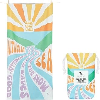 Dock & Bay Beach Towel - Quick Dry, Sand Free - Compact, Lightweight - 100% Recycled - Includes Bag - Vitamin Sea - Extra Large (200x90cm, 78x35)