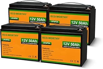 ECO-WORTHY 12V 50Ah 4Pack (Pack in Series to 48V 50Ah) LiFePO4 Lithium Battery, Up to 15000 Deep Cycles, Replacement of Lead-Acid, for Golf Cart, Off-Grid Solar System, RV, Scooter, Trolling Motor