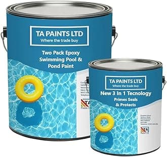 T A Paints Ltd Two Pack Epoxy Swimming Pool & Pond Paint 3 In 1 Primes Seals Protects Chemical Resistant Direct to Concrete Fibreglass Brick & Stone (2.5L RAL 5012 Blue)