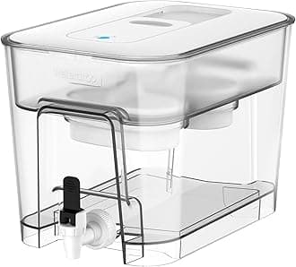 Waterdrop 40 Cup Dual Filter Dispenser, 8X Faster Filtration, 400-Gallon Lifespan, Water Filter Dispenser for Home/Office, 2 Built-in Filters, 10X Longer Lifetime, Reduces Chlorine, PFOA/PFOS, White