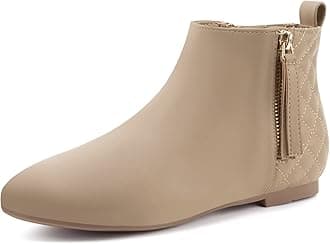 MaxMuxun Women's Ankle Boots Flat Low Heel Zipper/Chelsea Booties Winter Fall Fashion Boots