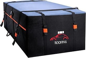 RoofPax 19 cft. Car Rooftop Cargo Carrier Bag, Waterproof Storage - Including Double Zippers, Integrated Mat, 10 Heavy-Duty Tie-Down Straps fit Cars with/Without Roof Top Rack or Side Rails.