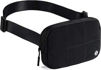 Telena Bum Bag Women Belt Bag Men Crossbody Waist Bag with Adjustable Strap, Puffer Check - Black