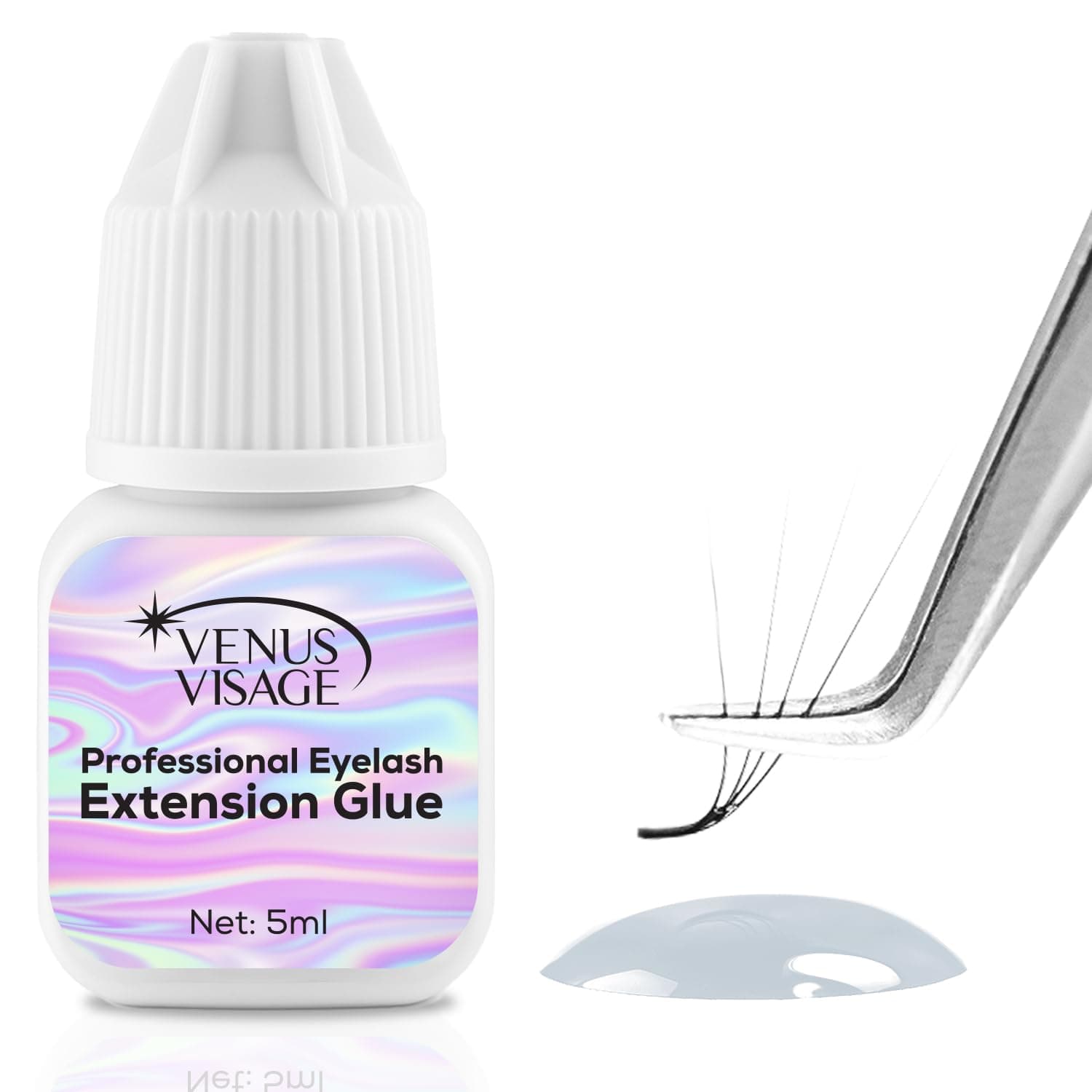 VENUS VISAGE Eyelash Glue for Professional Lash Extensions 1 2 Sec Dry Time & 6 7 Weeks Bonding Extra Black & strong Latex free Lash Adhesive (5ml),0.16 Fl Oz (Pack of 1)'