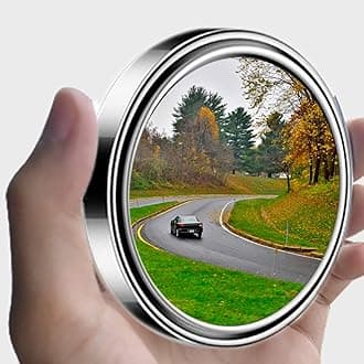 yusheng 2pc 3” Adjustable large Round Stick-on Convex Spot Mirror, big HD Glass Convex Rear View Mirror,Strong Adhesive Blind Spot Mirror for Car, Van, SUV and Trucks (3"(75mm), Silver frame)