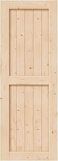 30in x 84in Sliding Barn Wood Door,Interior Doors,DIY Assemblely,Solid Natural Spruce Panelled Slab,Easy Install,Apply to Rooms & Storage Closet,H-Frame