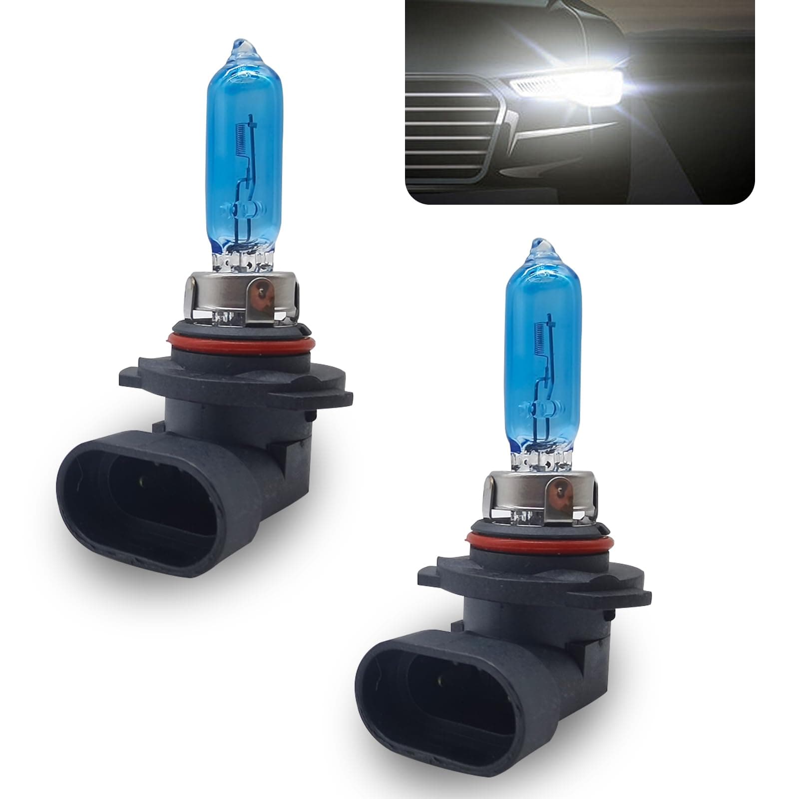 Pack-2 HB3 9005 Halogen Bulbs, Car Xenon Light Bulbs, 12V 65W Car High Beam Lights, Automobile Lights Replacement Kit, Universal for Most Cars, SUVs and Vans (White)