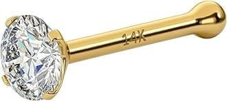 EternalDia IGI Certified 14K Gold Diamond Nose Studs for Women Men | 20 Gauge Ball Diamond Nose Rings | 1.5mm to 3 mm Nose Piercing Studs | Body Piercing Jewelry in I-J Color, I2-I3 Clarity