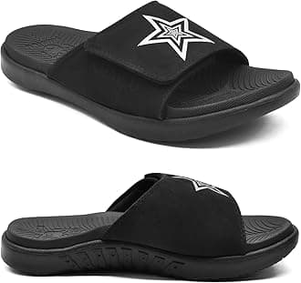 Mens Slides Soft Cushion Sport Sandals with Plantar Fasciitis Arch Support Adjustable Open Toe Summer Slippers