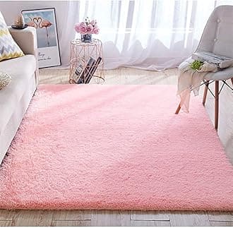ZBLER Carpet Shaggy Super Soft Carpet for Home & Living Room (4x6 feet, Pink)
