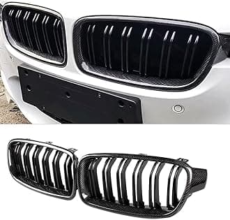 MAXDOM Replacement Front Upper Grill Fit for BMW (2012-2018) 3 Series F30 F31 – Gloss Black Carbon Fiber Grille