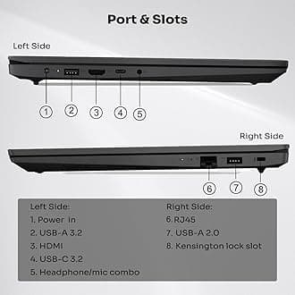 Lenovo V-Series V15 Business Laptop, 15.6" FHD Display, AMD Ryzen 7 7730U, 16GB RAM, 512GB SSD, Numeric Keypad, HDMI, RJ45, Webcam, Wi-Fi, Windows 11 Pro, Black