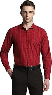 Peter England Men's Micro-Checkered Formal Slim Fit Full Sleeve Shirt | Cotton Rich