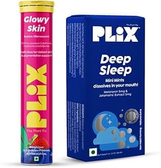 The Plant Fix Plix Beauty Sleep ComboDeep Sleep 30 Mini Mints with Melatonin for a Restful Sleep & Skin Glow Glutathione 15 Effervescent Tablets for Youthful & Glowy Skin,2 count,15 capsules