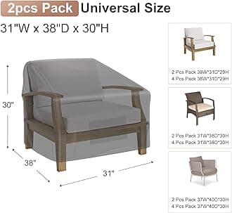 Mrrihand Patio Chair Covers Waterproof, Lounge Deep Seat Cover, Heavy Duty Outdoor Lawn Patio Furniture Covers (31" W x 38" D x 30" H - 2 Pack)