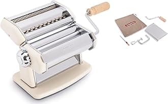 IPasta Classic Line. Pasta Machine 100% Made in Italy. Fresh Pasta Machine in Steel. Manual Roller with Crank. Creates Dough Sheets for Lasagne, Tagliolini, Fettuccine. (IPasta Crema)