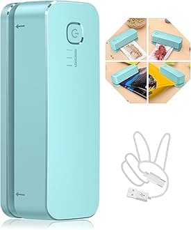 FEPPO Bag Sealer, Mini Bag Sealer Heat Vacuum Sealers, Portable Food Sealer Mini Sealing Machine Kitchen Gadget For Chip Bags Plastic Bags Food Storage (Blue)