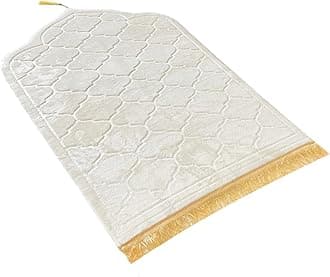 JE JOUE Prayer Rug Muslim Mat Islamic - Thickening Sponge Muslim Rug for Men Women Eid Travel Ramadan, Soft Luxury Great for Knees and Forehead （Milk White）