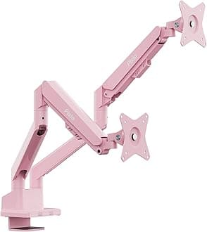 PS1D Wave Pink Dual Monitor Arm Stand Desk Mount - Fits up to 32 inches Monitors and up to 19.8lbs. VESA Compatibility and Integrated Cable Management