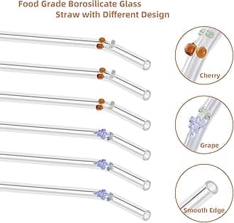 Glass Straw 6pcs Fruit Design