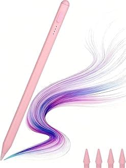 Stylus Pen for iPad, with tilt-Pressure Sensitivity and Multi-Point Anti-False-Touch Function. 20-Minute Fast Charging for 2018-2023 iPad/mini/Pro/Air (Pink)