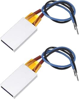 sourcing map 2 Pcs PTC Heating Element, AC DC 110V PTC Heating Plate Aluminum Shell Ceramics Polyimide Film Plate Heater 7W-70W 120C Insulated Constant Temperature Ceramic Thermostatic