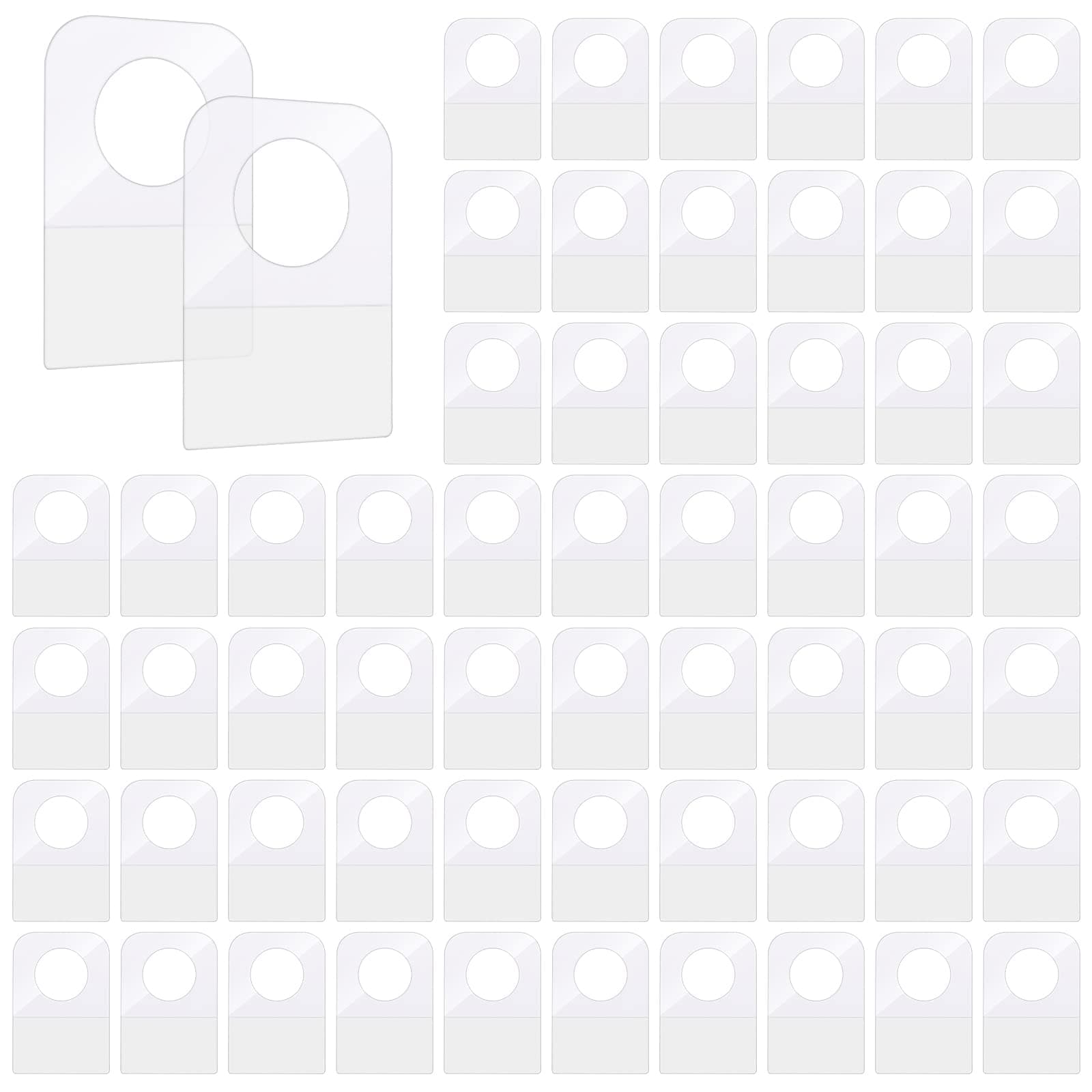 300 PCS Clear Self Adhesive Folding Hang Tabs, Plastic Round Slot Hole Sticky Hang Tabs for Store Retail Small Sale Items Display (1.3x0.9 Inch)