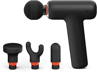 Sharper Image PowerBoost Core Mini Massage Gun| Upgraded Portable Deep Tissue Percussion Massager with 6 Speeds| 4 Attachments| Quiet Motor| Cordless Muscle Recovery Tool with Carry Pouch