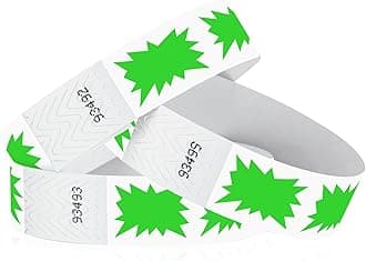 500 WristCo Green Burst Tyvek Wristbands for Events - Comfortable Tear Resistant Paper Bracelets ID Wrist Bands for Concerts Festivals Admission Party Identification