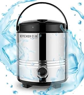 Stainless Steel Thermos/Water Container with Tap (5 Liter) Cool Drinking Water Dispenser for Office Home KitchenI PU Insulated Water Jug I Easy to Carry Handle I Easy to Clean & Maintain