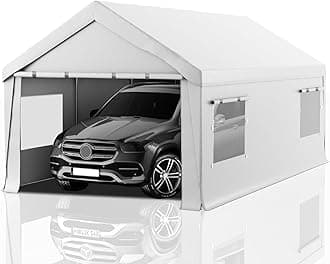 Carport 12x20 Heavy Duty Portable Garage,Carport Canopy with Roll-Up Windows & Doors,Portable Garage and Shelter with Removable Sidewalls,Car Tent Garage with All-Season Tarp for Boat Tractor Truck