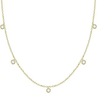 FUNEIA Dainty Silver Gold Necklaces for Women Trendy Non Tarnish 14K Gold Plated Cubic Zirconia Necklace Layered Cute Butterfly Heart Station Choker Necklace Stack for Wedding Prom Brides Jewelry