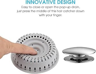 Drain Hair Catcher, Upgraded Bathroom Shower Drain Cover Protector with Silicone & Stainless Metal, Effective Hair Catcher Without Slowing Drainage